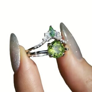 Diamond Princess bridal ring set sz 7